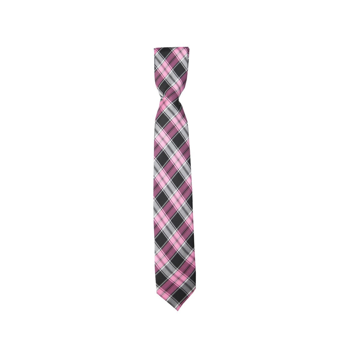 Boys Plaid Checkered Tie & Hankie Set Pink and Grey