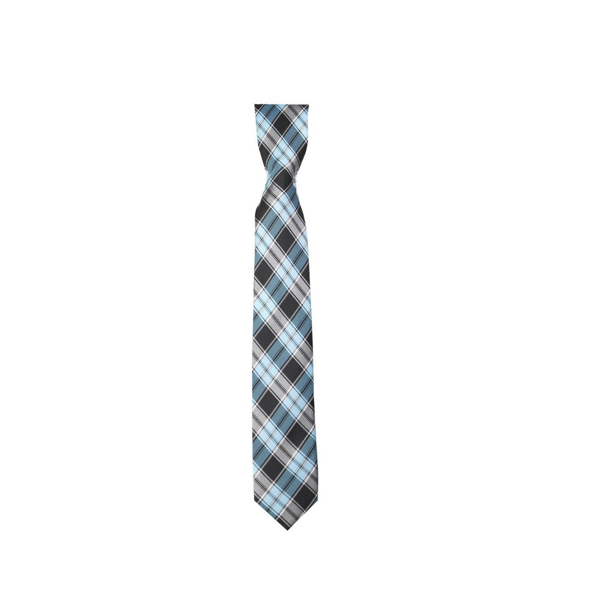 Boys Plaid Checkered Tie & Hankie Set Blue and Black