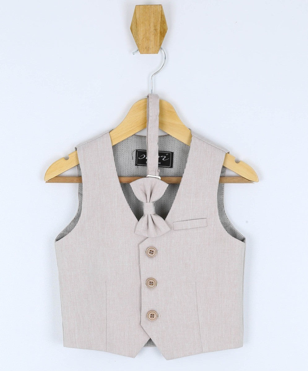 Boys Formal Waistcoat Suit Set - Ivory - Beige