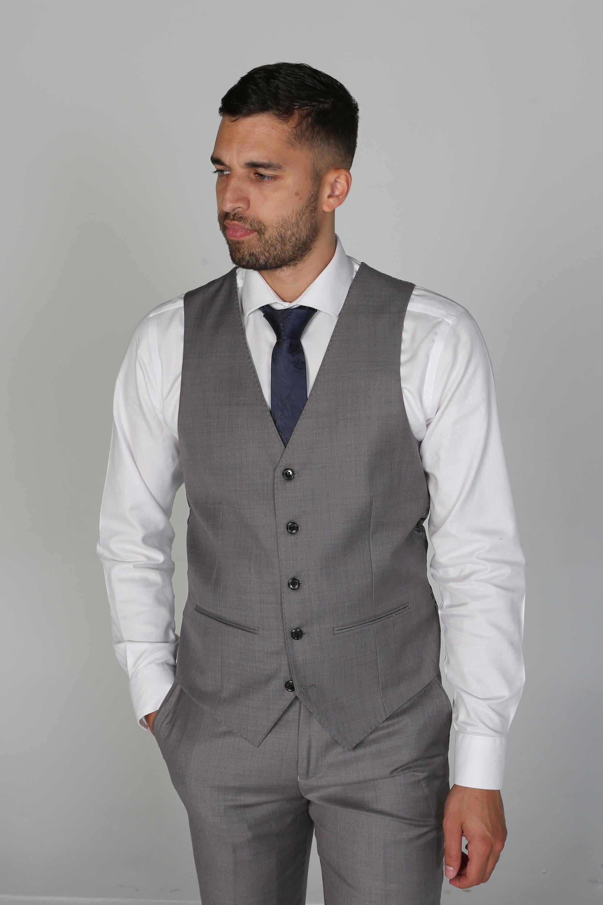 Men's Tailored Fit Formal Waistcoat - CHARLES - Light Grey