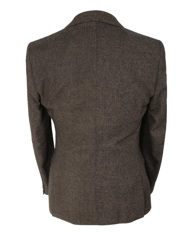 Men's Herringbone Tweed Slim Fit Formal Suit - MARTEZ - Brown
