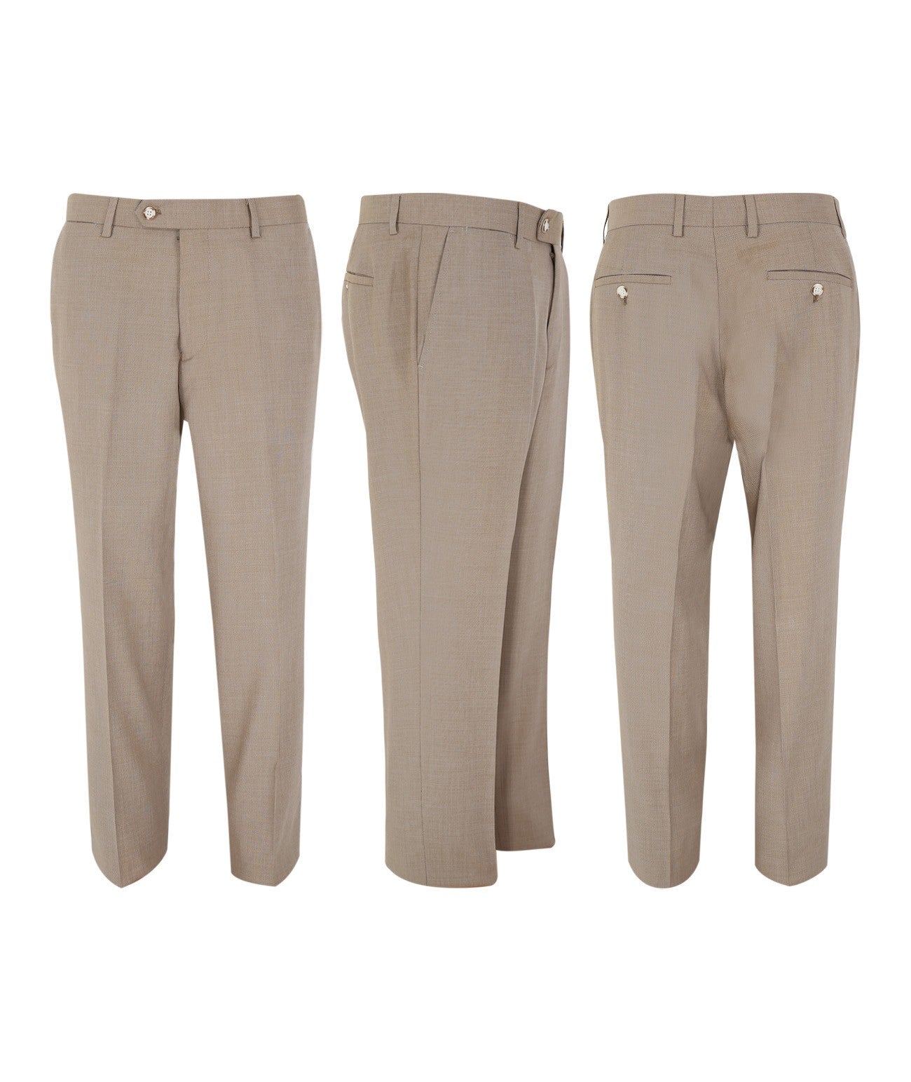 Men's Tailored Fit 3 Piece Suit Classic Special Occasion - JAMES - Taupe Beige