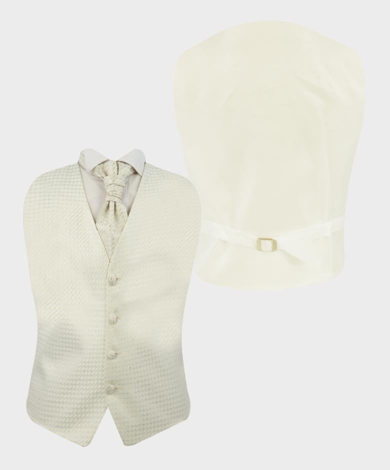 Boys 6 Piece Communion Tailored Fit Suit Set - White - Ivory