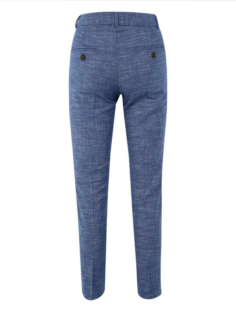 Boys Slim Fit Windowpane Check Suit - Blue