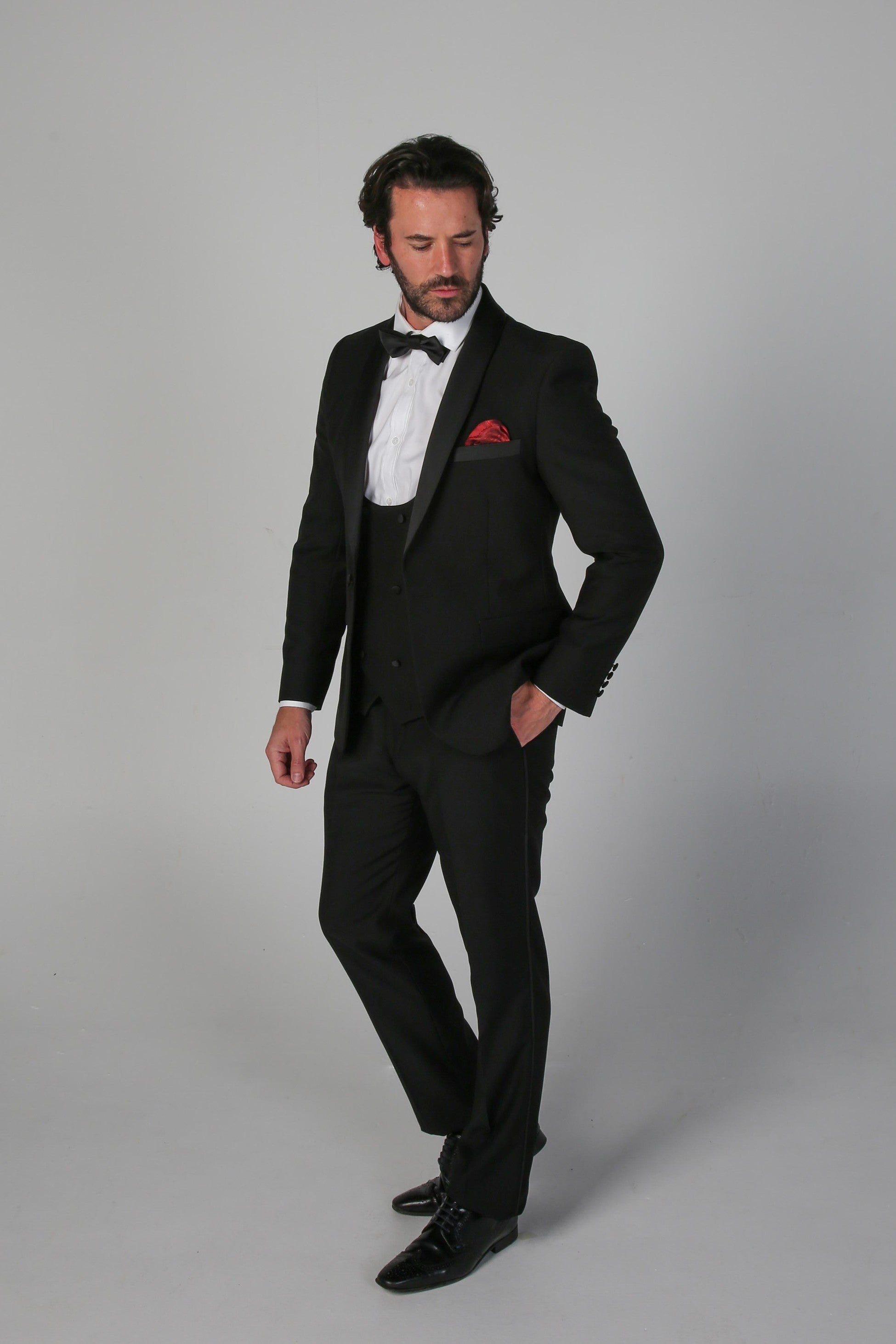 Men's Black Tuxedo Dinner Suit Trousers - FORD - Black