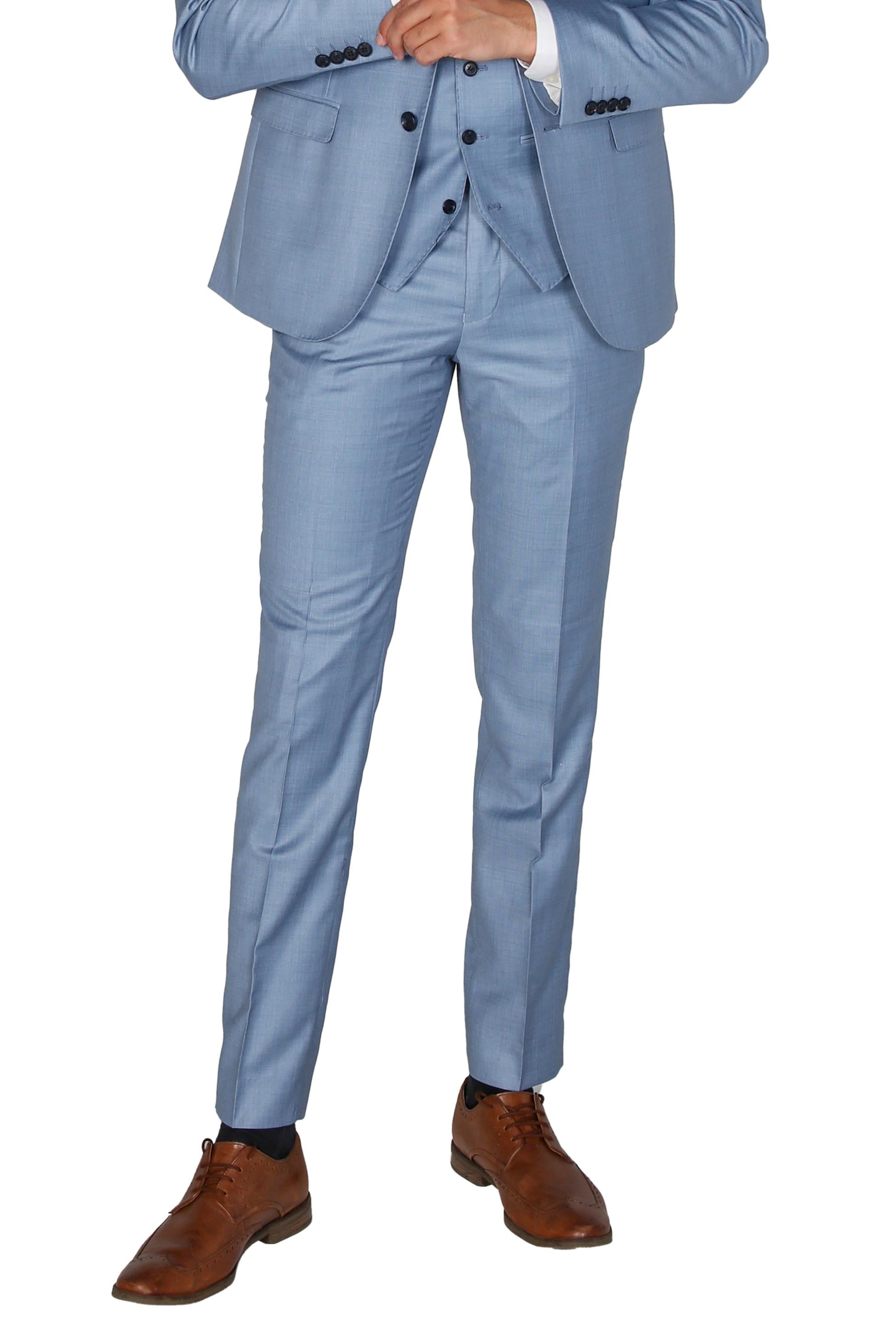 Men's Tailored Fit Formal Trousers - CHARLES - Blue