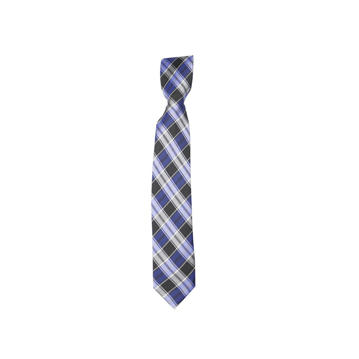 Boys Plaid Checkered Tie & Hankie Set Navy and Black
