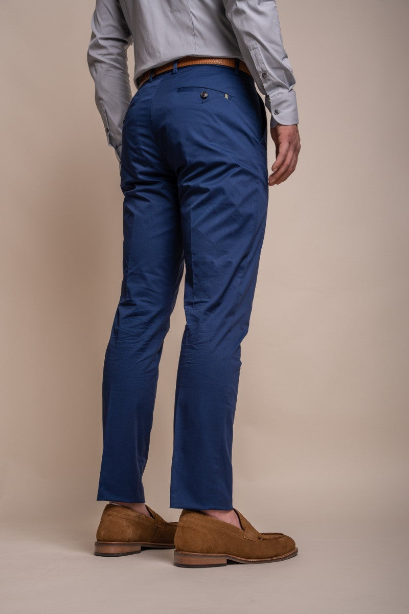 Men's Cotton Slim Fit Formal Suit - MARIO - Electric Blue