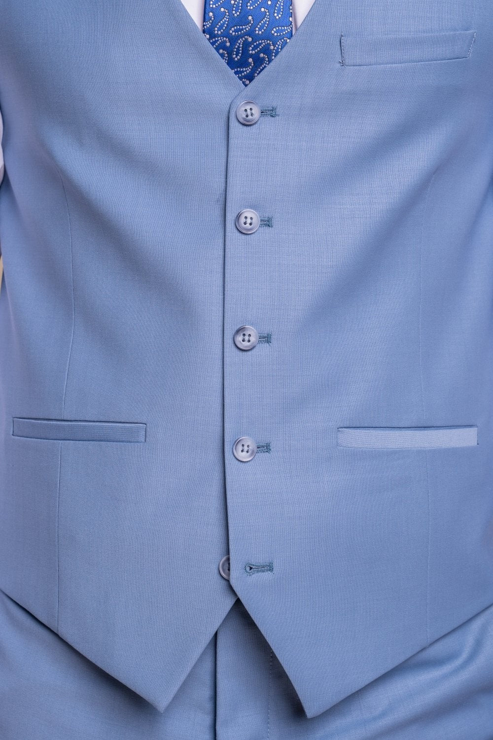 Men's Wool Blend Slim Fit Waistcoat - BOND - Ocean Blue