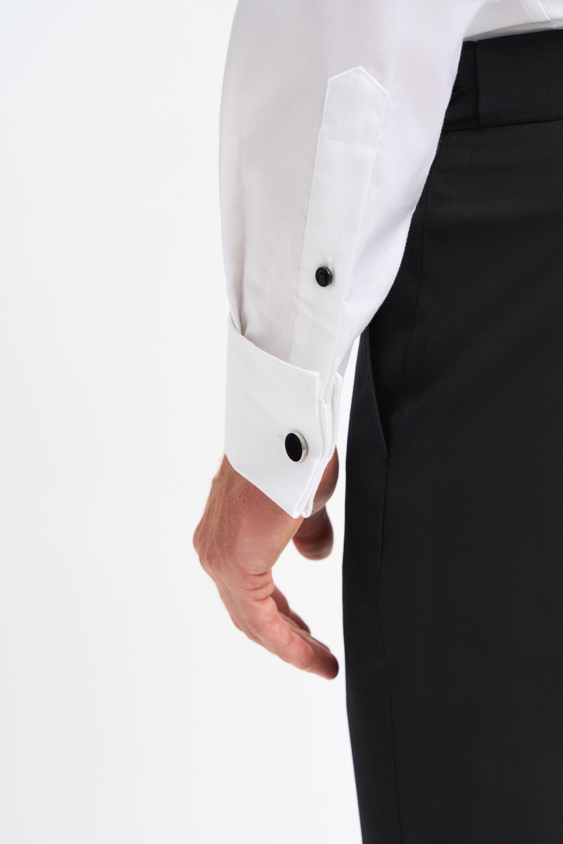 Men’s Classic Collar Button-Up Cotton Cufflink Shirt - Havana - White
