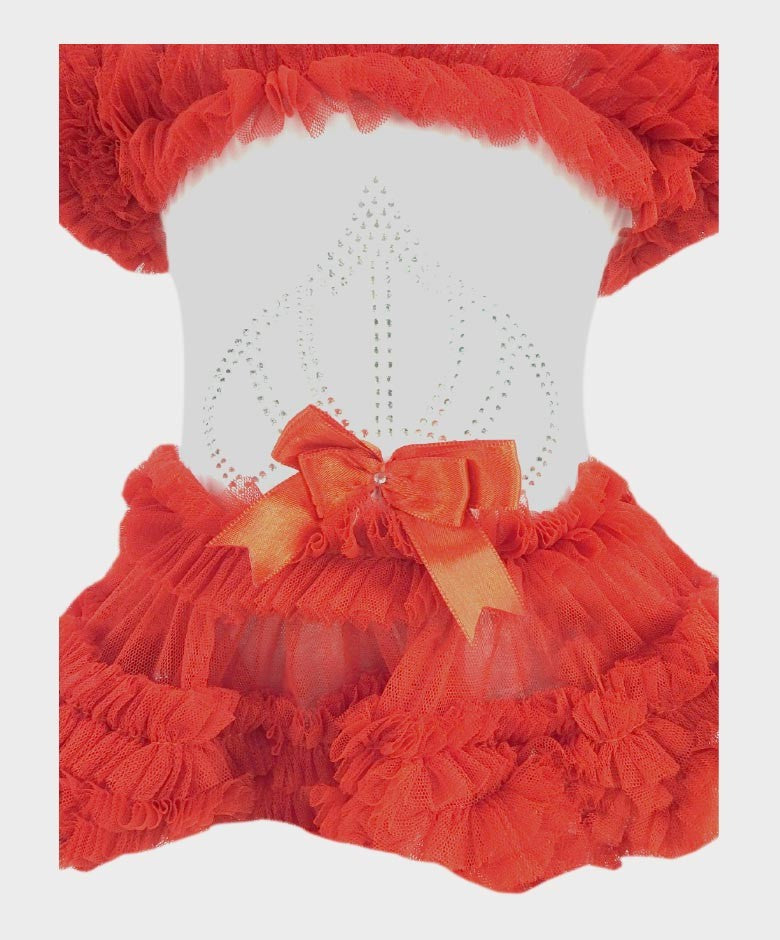 Baby Girl Tulle Cotton Tutu Bodysuit - Red