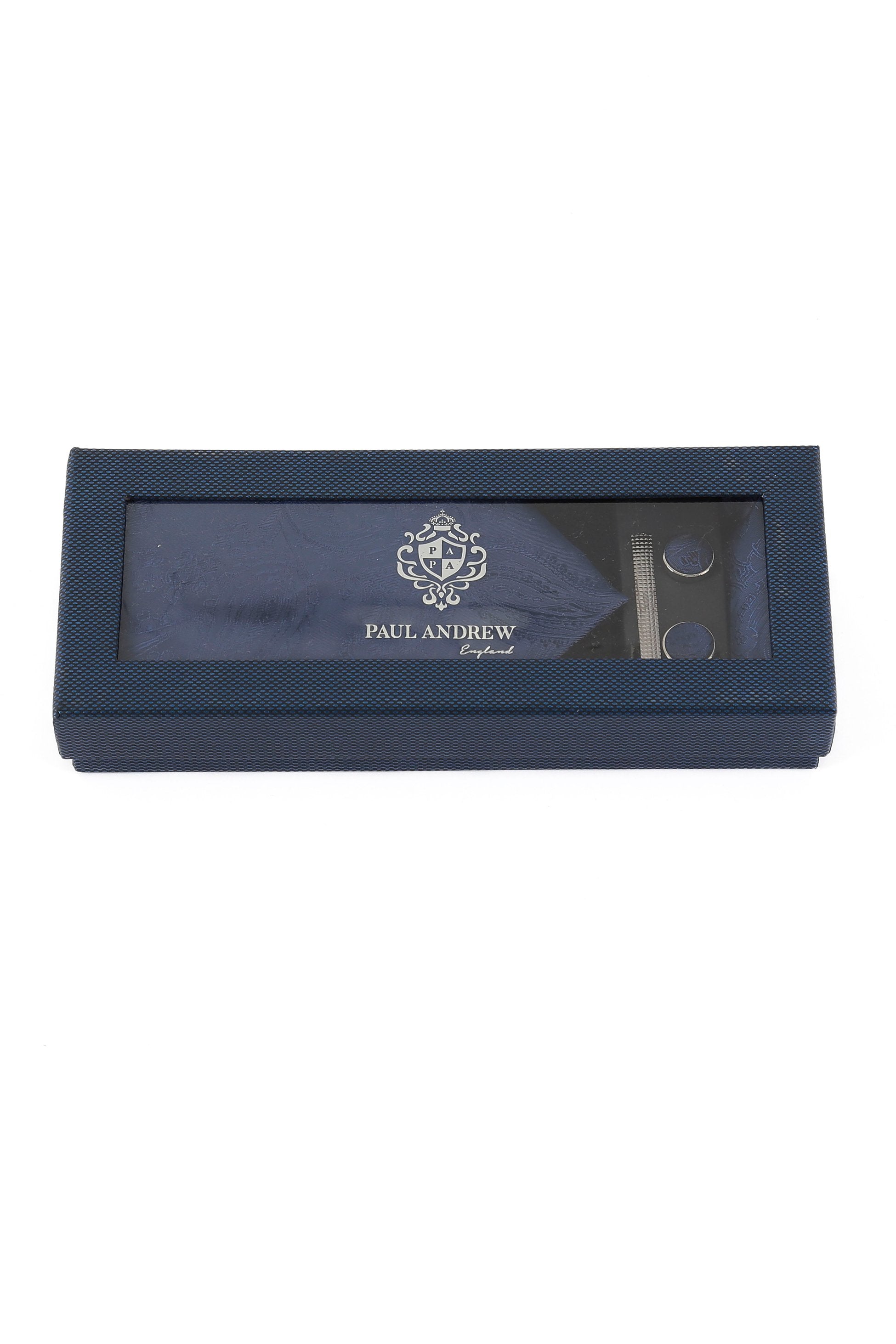 Men's Paisley Tie Cufflink Set - Deep Blue