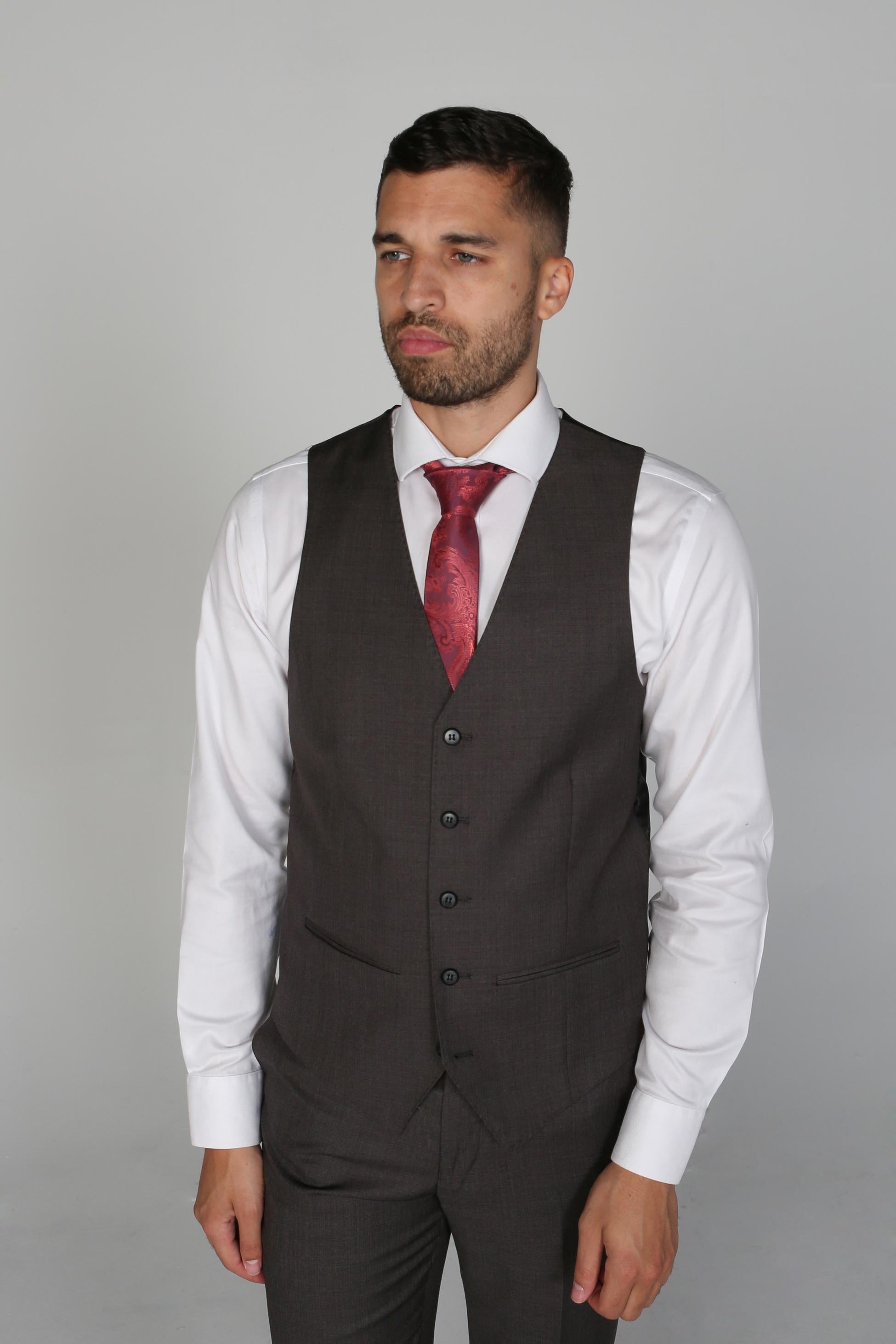 Men's Tailored Fit Formal Suit - CHARLES - Charcoal Grey