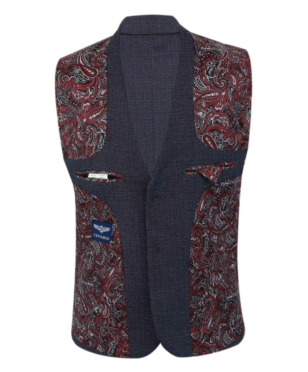 Boys Tailored Fit Textured Suit - ADRIAN - Navy Blue