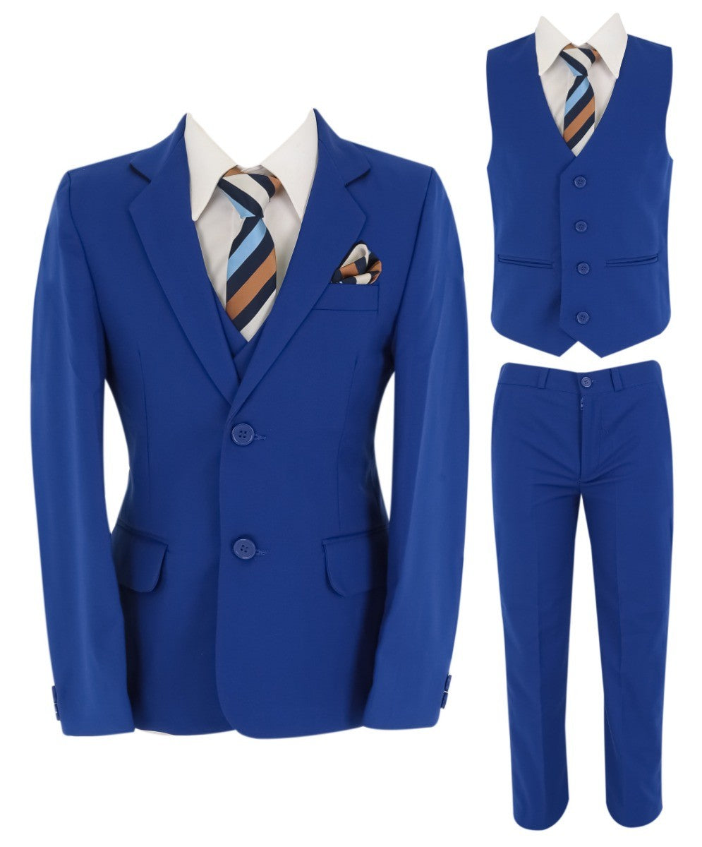 Boys 6 Piece All In One Formal Suit Set - RUN - Electric Blue