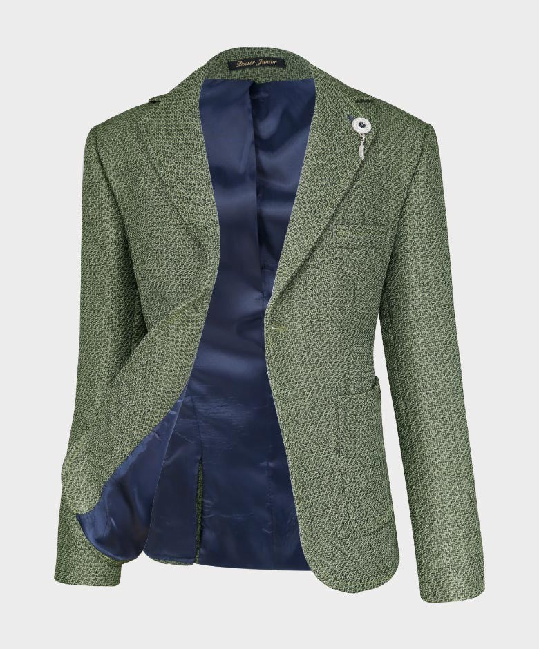 Boys Slim Fit Combined Suit Set - Green - Grey