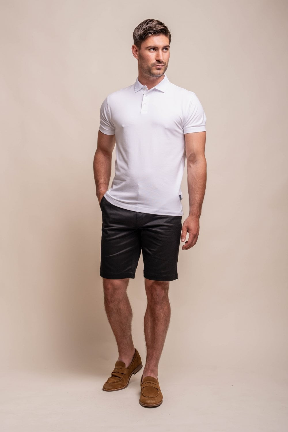 Men's Cotton Casual Slim Fit Chino Shorts - DAKOTA - Black