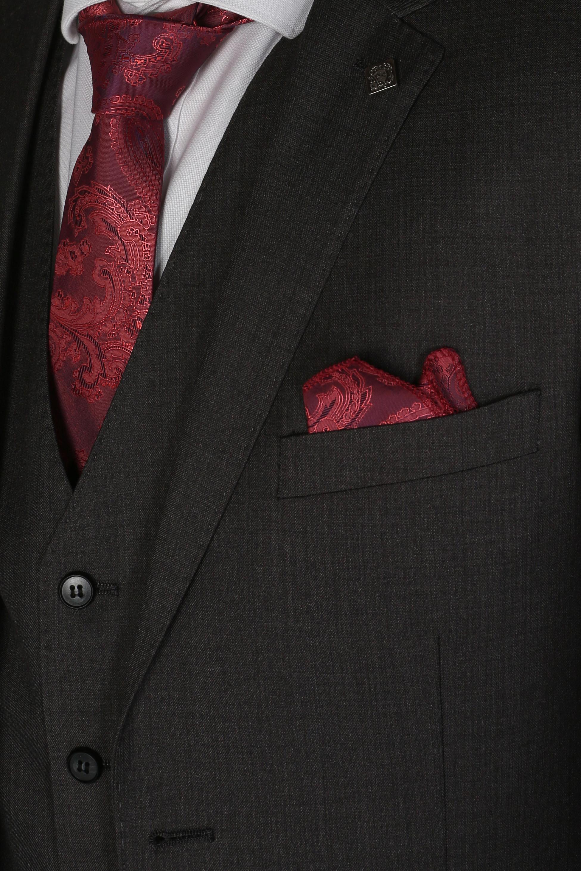 Men's Tailored Fit Formal Suit - CHARLES - Charcoal Grey