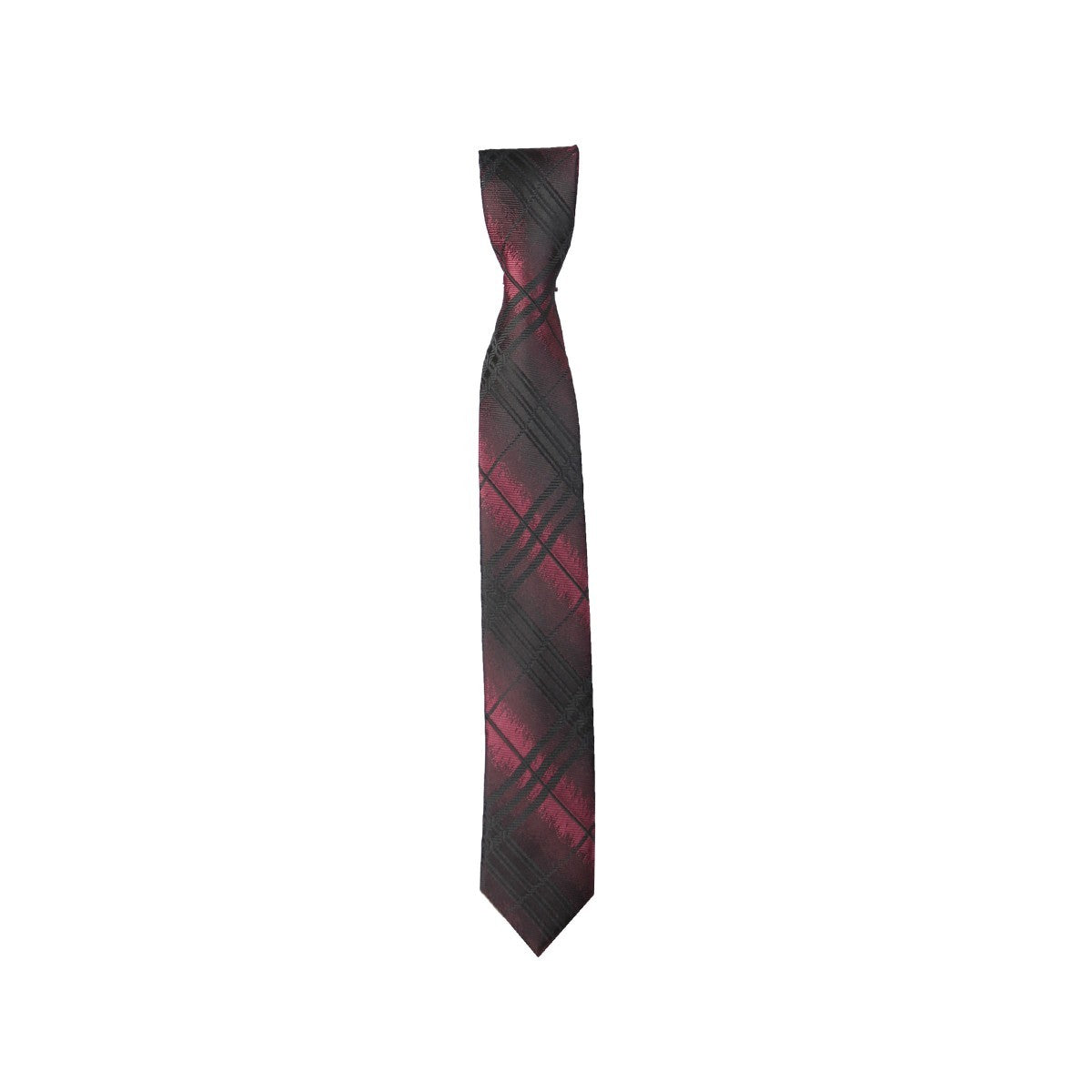 Boys Plaid Checkered Tie Black and Red