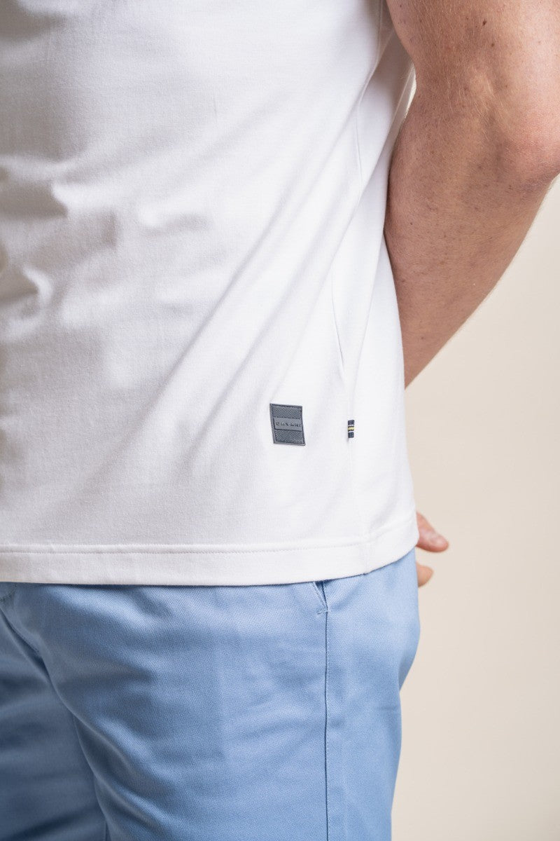 Men's Slim Fit Cotton Short Sleeve Polo Shirt - Kelsey - White