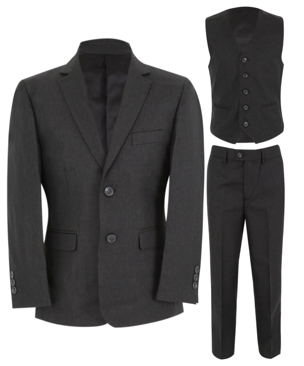 Boys Tailored Fit Formal Suit - LANDON - Charcoal Grey