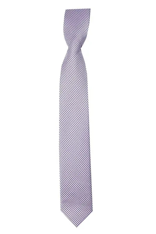 Boys Plaid Checkered Tie  Violet and White