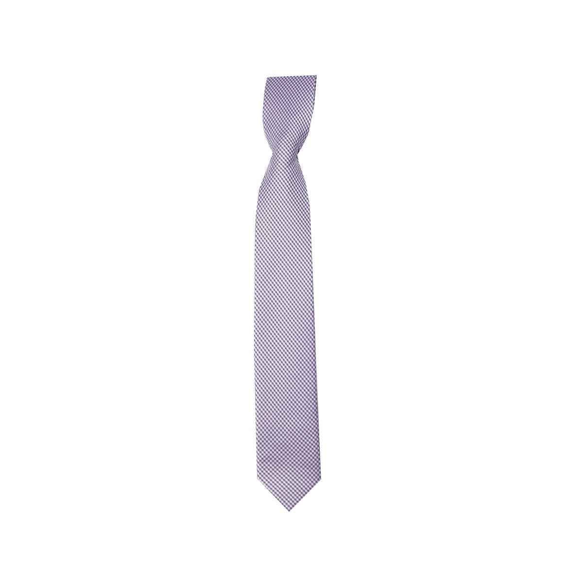 Boys Plaid Checkered Tie & Hankie Set Violet and White