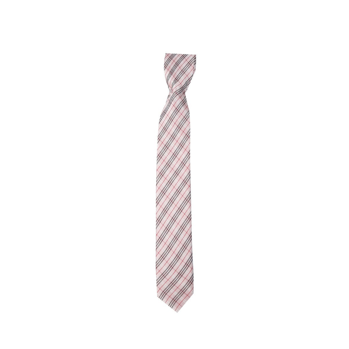 Boys Plaid Checkered Tie & Hankie Set Pink and Red