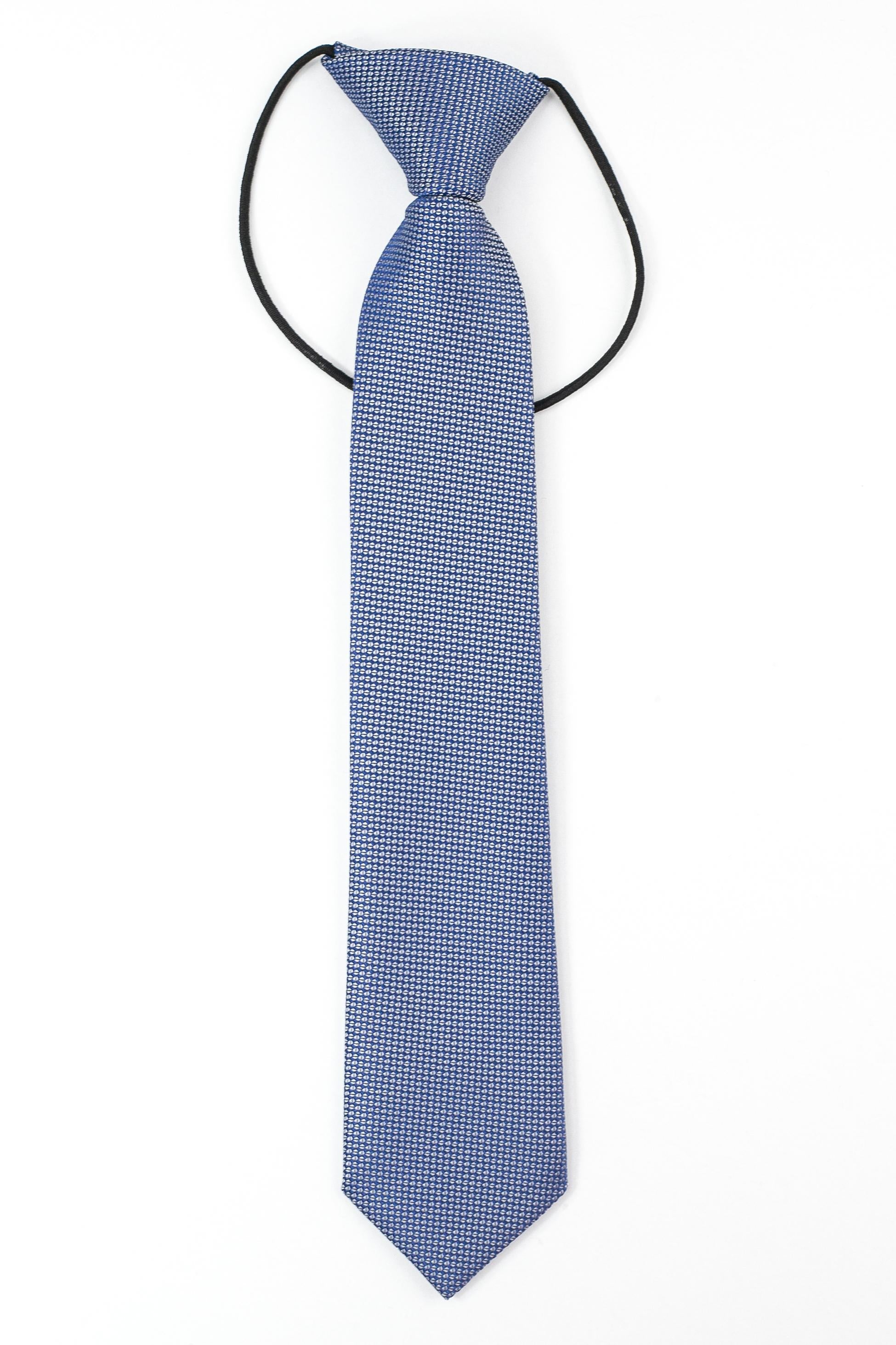 Boys’ Jacquard Tie & Hanky Set with Elastic Strap - Periwinkle Blue