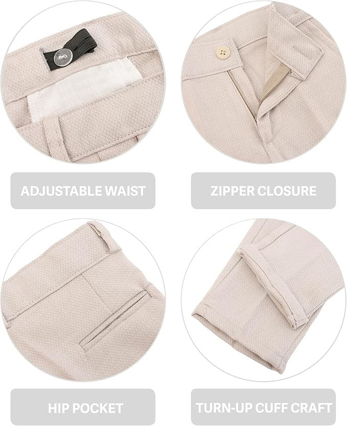 Boys' Slim Fit Textured Waistcoat Suit Set, Formal Outfit - Beige