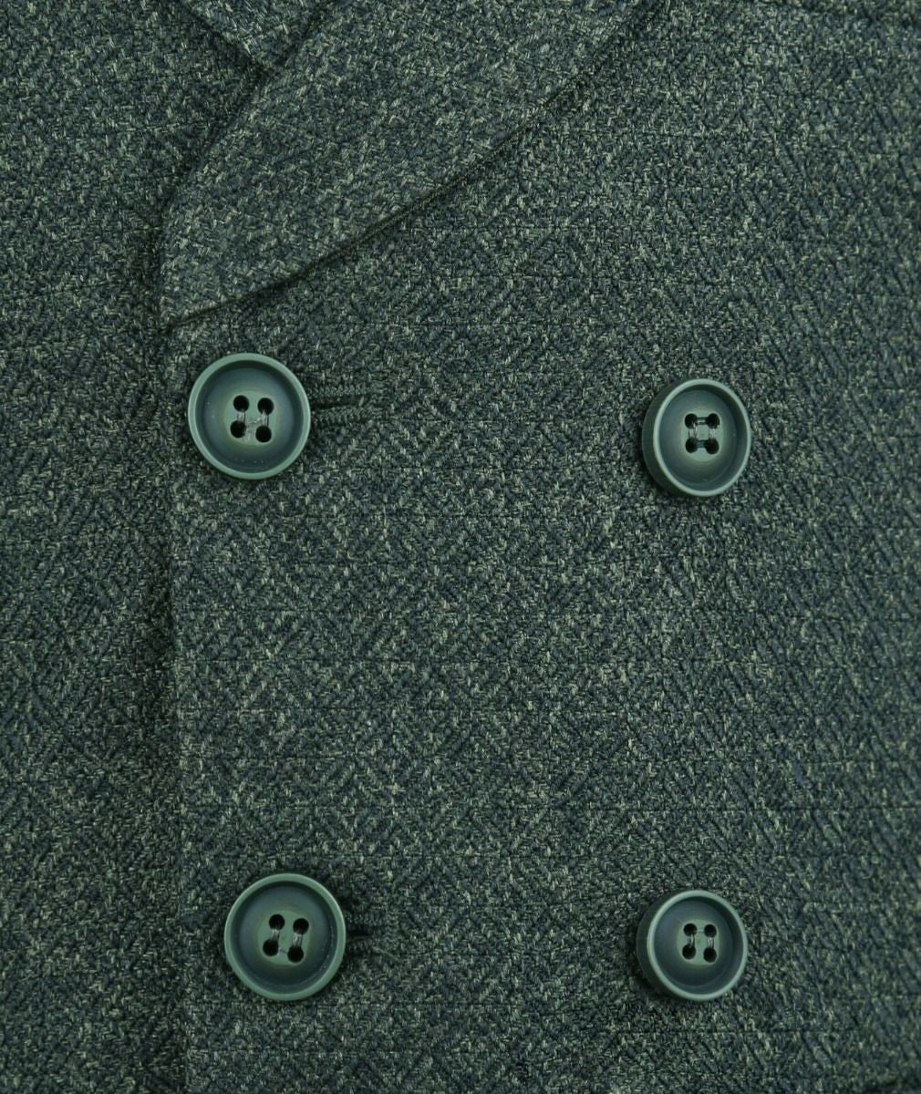 Men's and Boys Herringbone Tweed Double-breasted Waistcoat - ALPINI - Green
