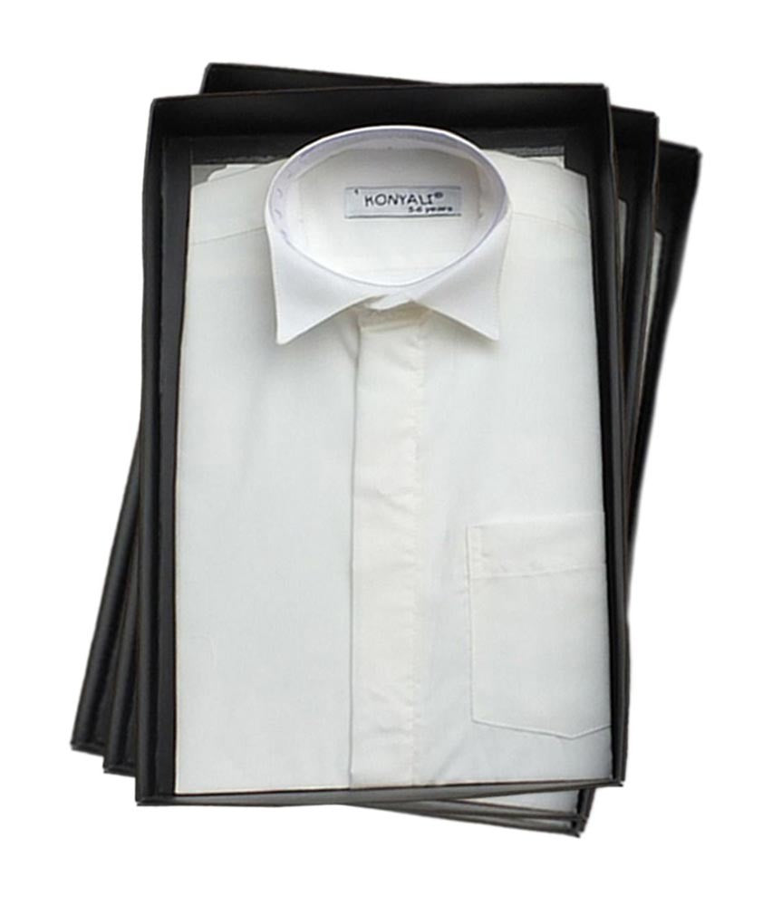 Boys Cotton Wing Collar Formal Shirt - Ivory