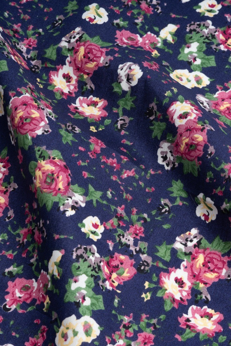 Men's Floral Multicolored Tie Set - Navy Blue