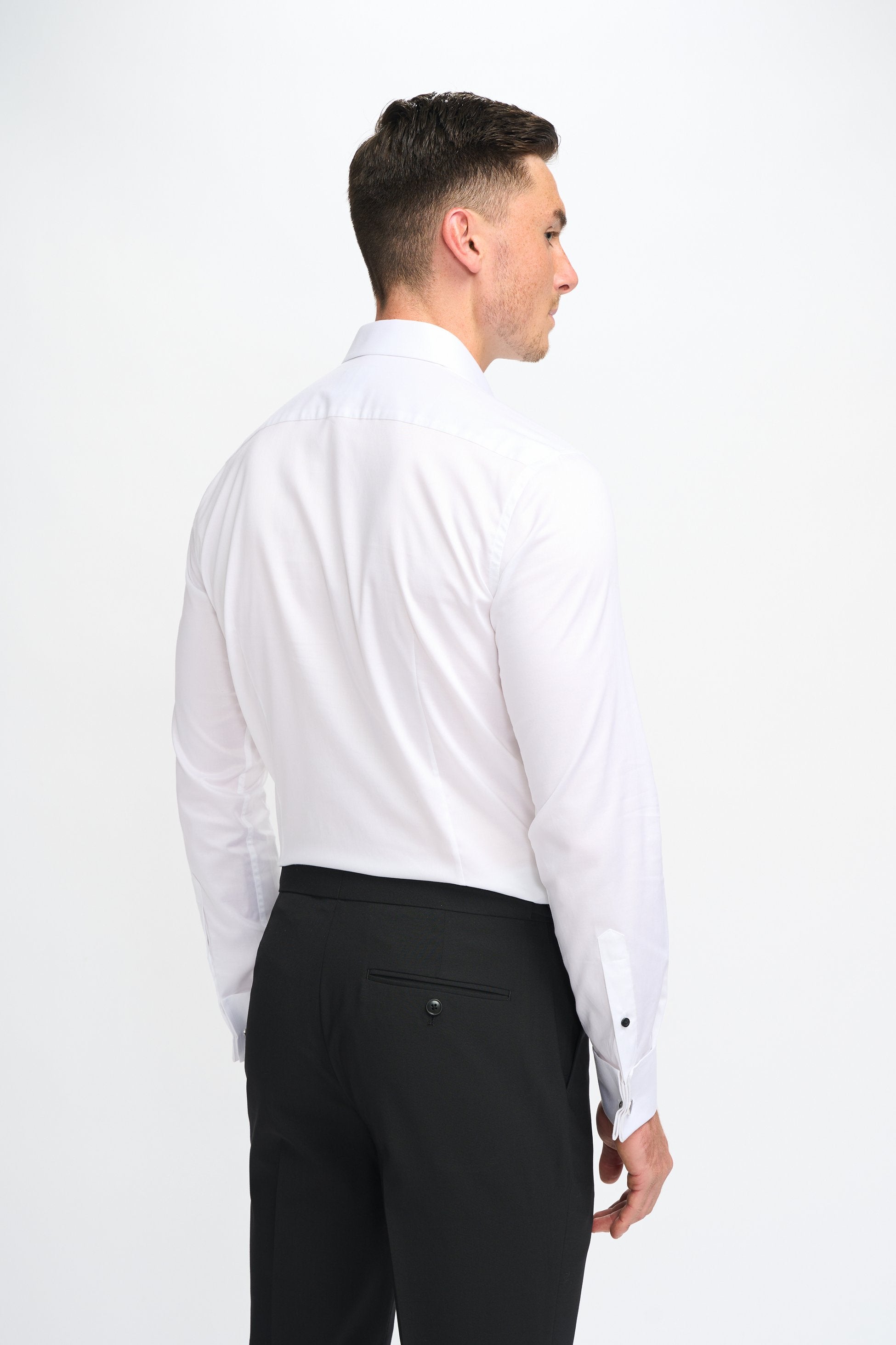 Men’s Classic Collar Button-Up Cotton Cufflink Shirt - Havana - White
