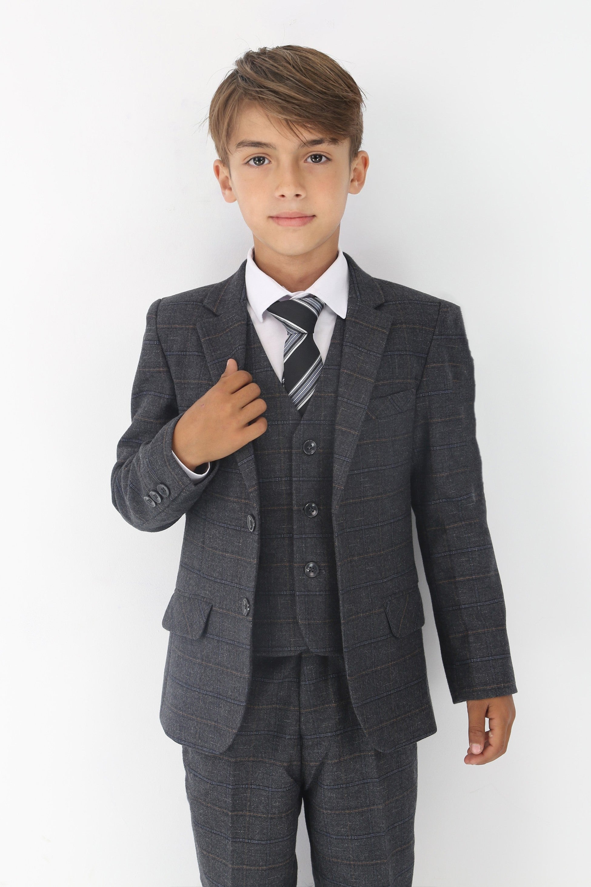 Navy Checkered Boy Set