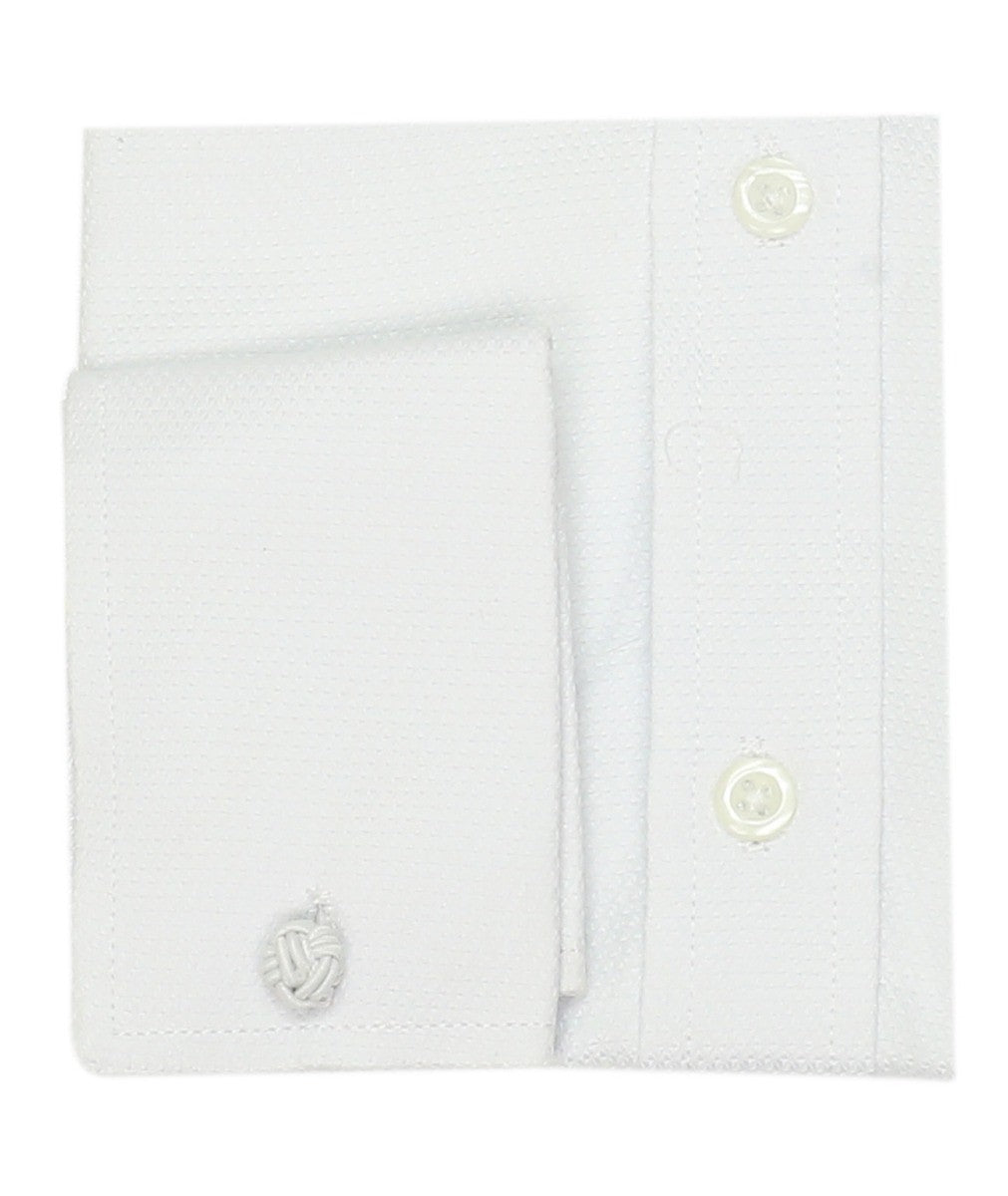 Boys Slim Fit Cotton French Cuff Dress Shirt - White