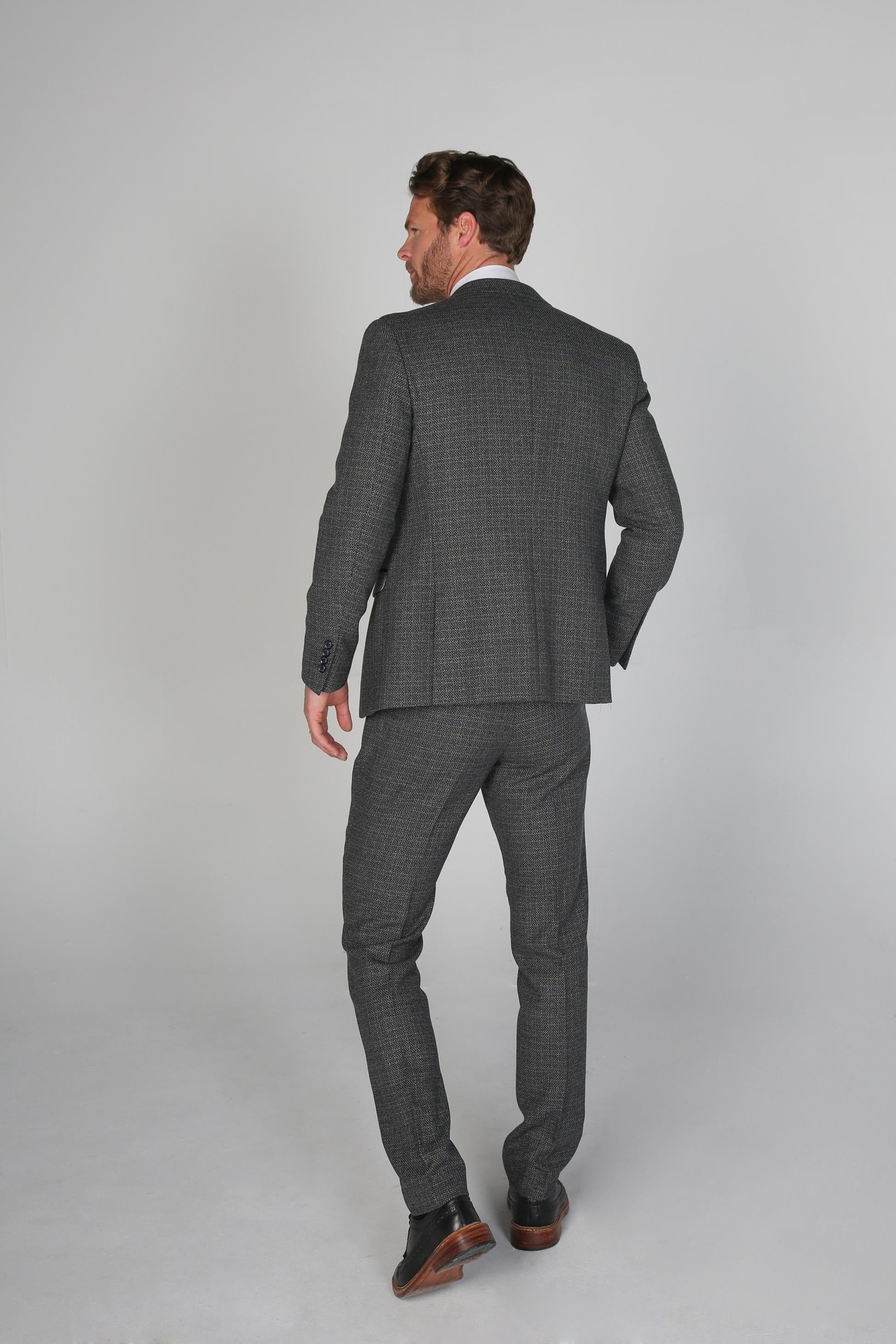 Men's Tweed-Like Tailored Fit Formal Suit - RALPH - Grey