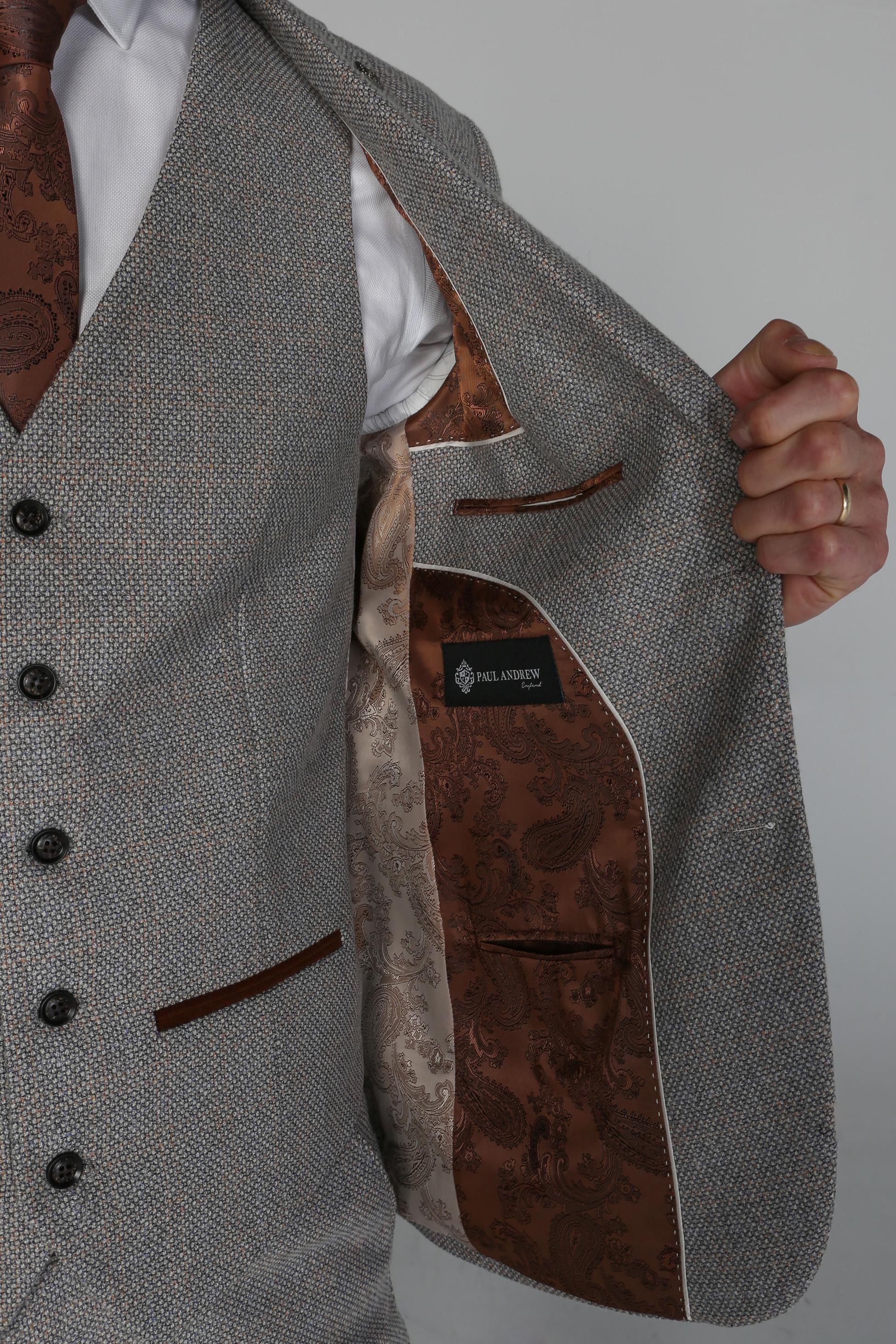 Men's Tweed-Like Tailored Fit Formal Suit - RALPH - Cream