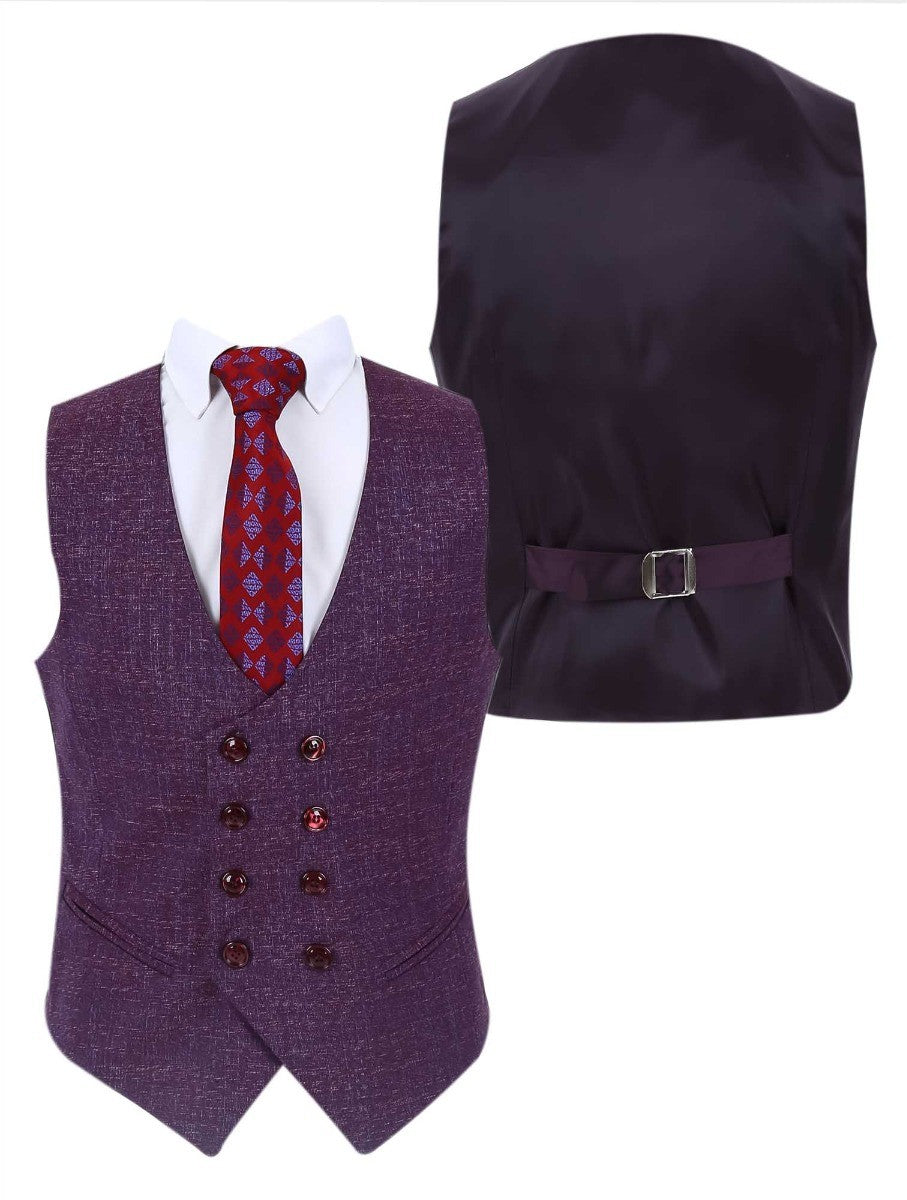 Boys Windowpane Check Slim Fit Suit Set - Navy Blue