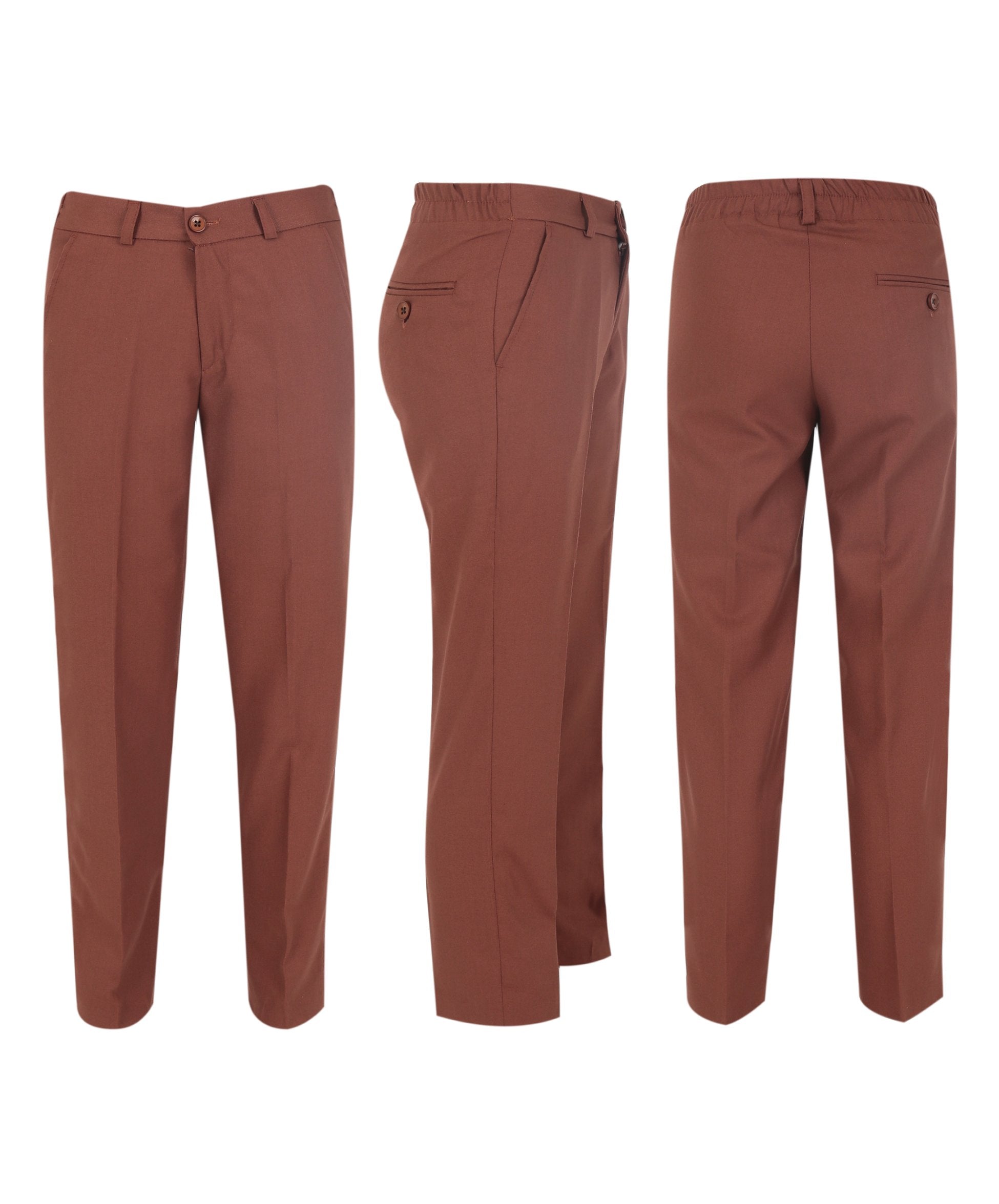 Boys Slim Fit Herringbone 8 Piece Suit Set - KING - Cinnamon Brown