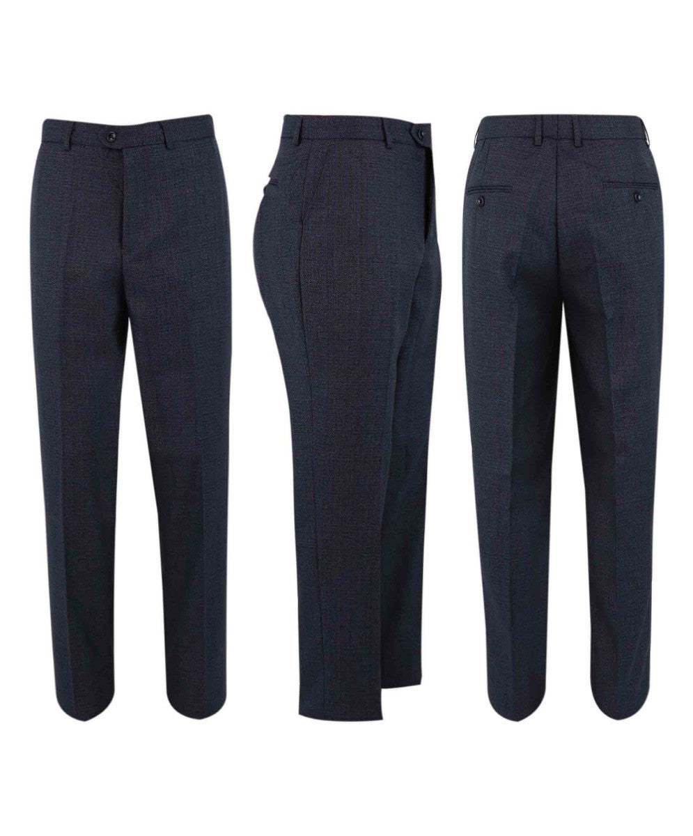 Boys Tailored Fit Textured Suit - ADRIAN - Navy Blue