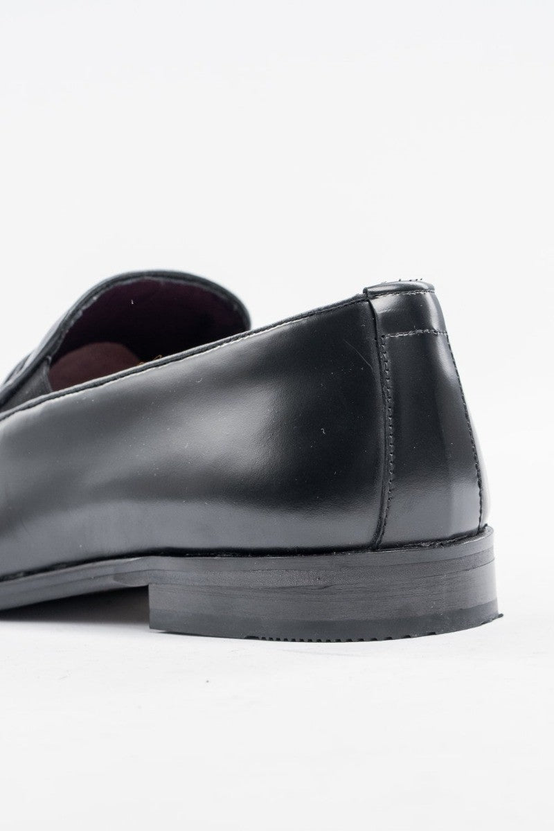 Men's Classic Black Slip On Loafers - RENO - Black