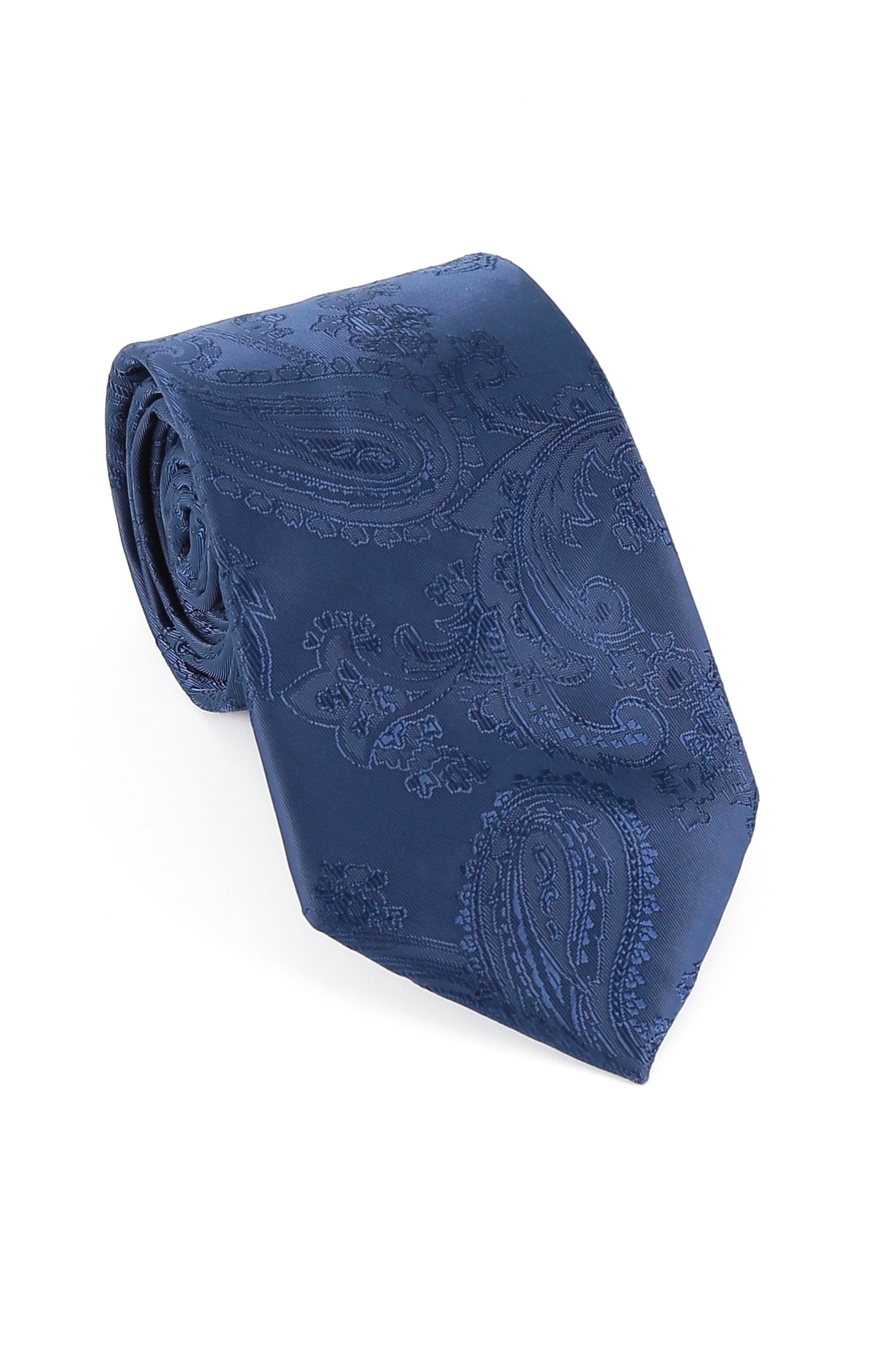Men's Paisley Tie Cufflink Set - Deep Blue