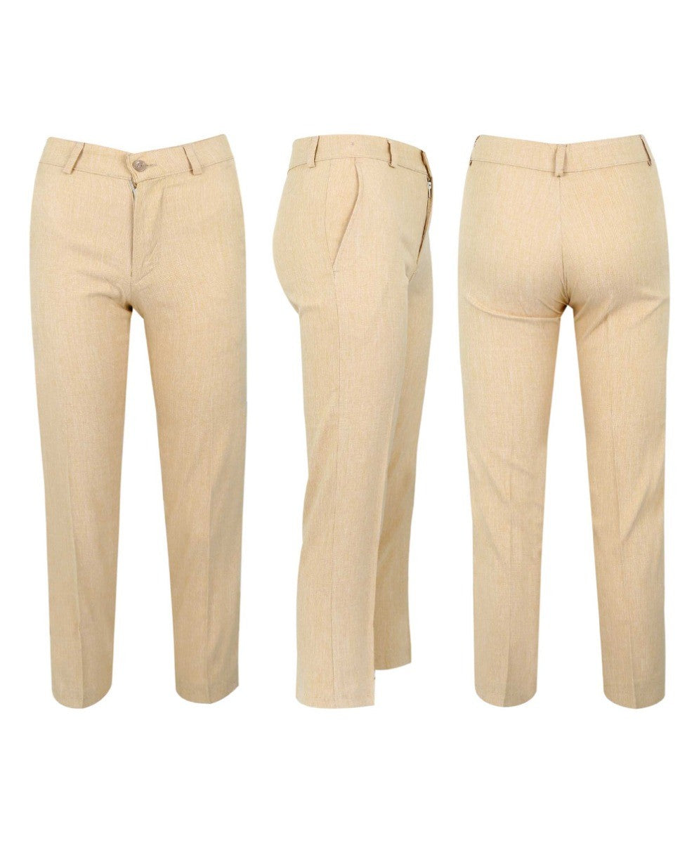 Baby Boys Cotton Linen Waistcoat Suit Set 3 Piece - Gold