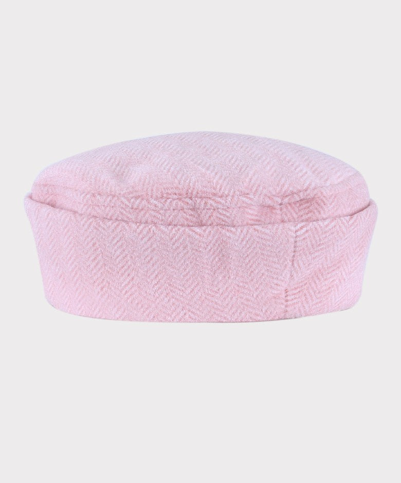 Girls Herringbone Formal Coat and Hat Set - Pink