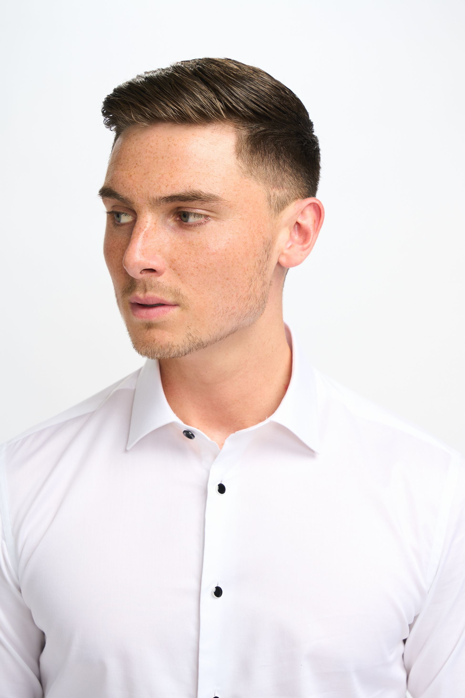Men’s Classic Collar Button-Up Cotton Cufflink Shirt - Havana - White