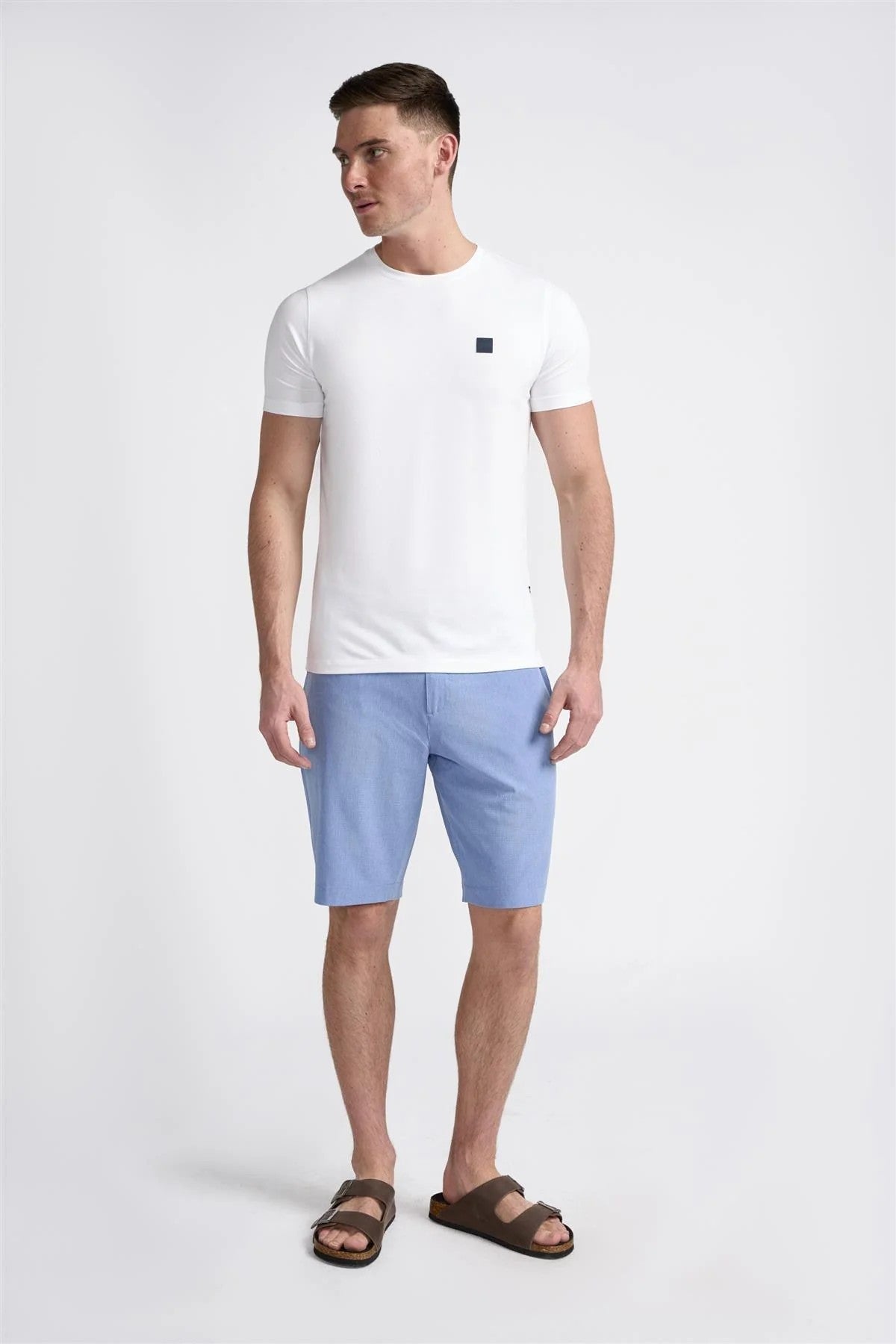 Men's Cotton Summer Essential Textured Short – DENVER - Azure Blue