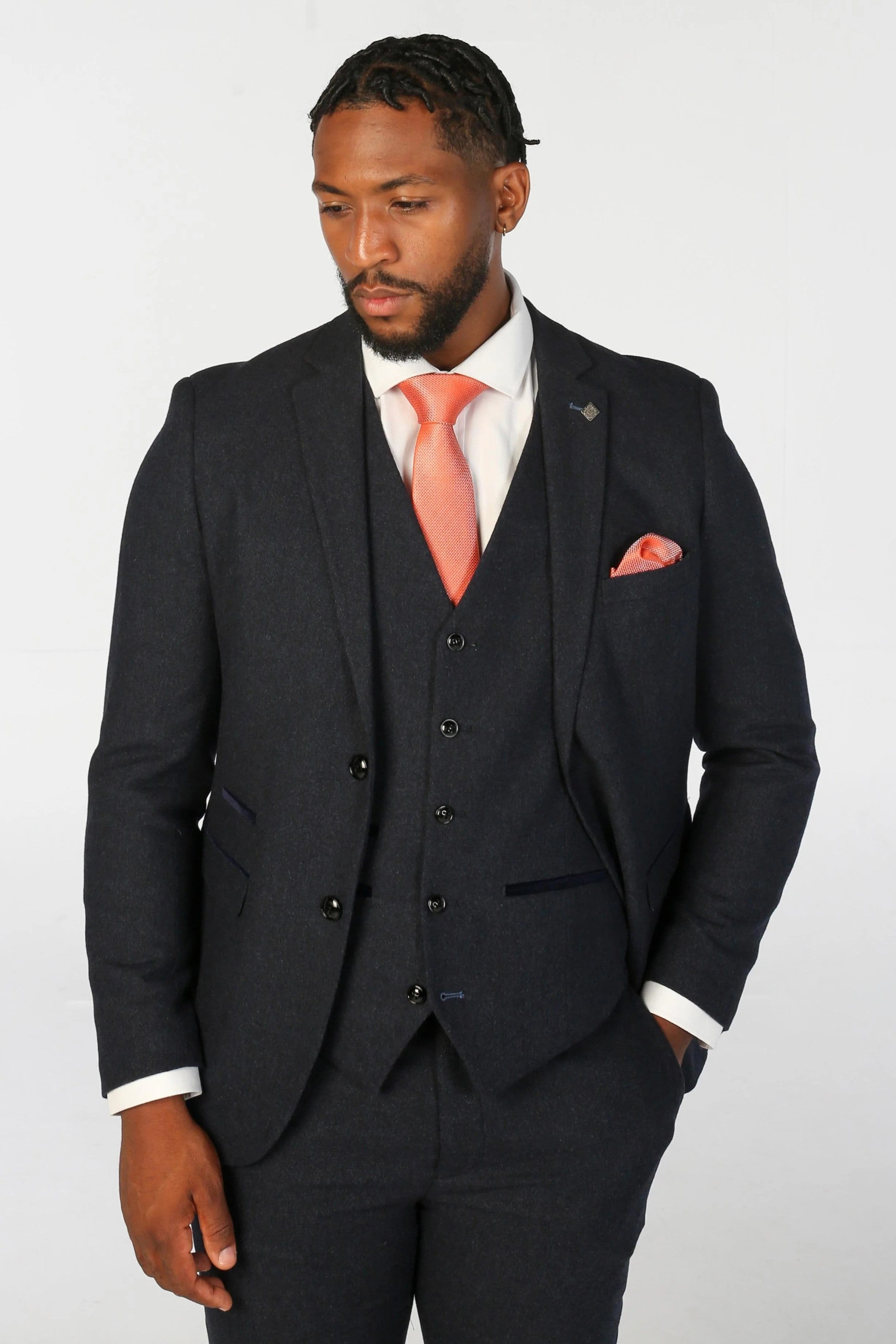 Men’s Tweed Wool Suit - OSCAR - Navy