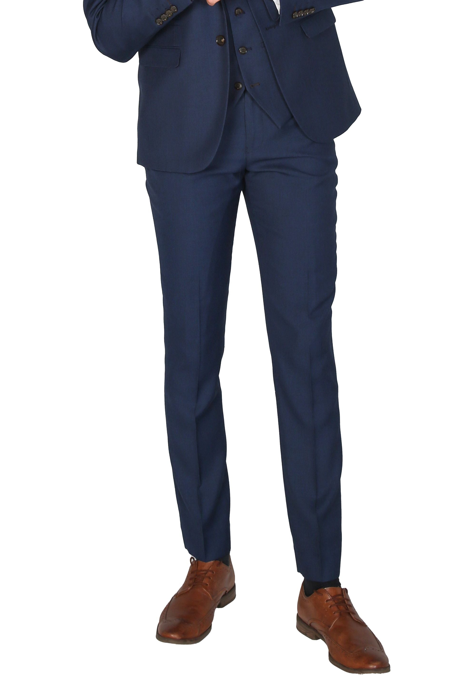 Men's Tailored Fit Formal Trousers - CHARLES - Navy Blue