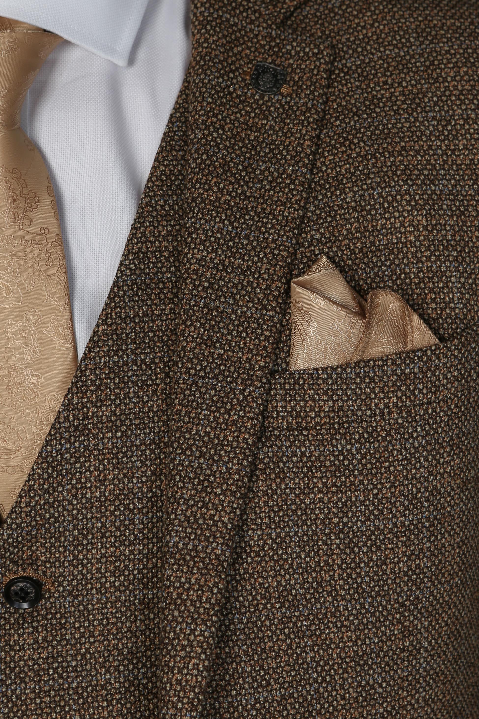 Men's Tweed-Like Tailored Fit Formal Suit - RALPH - Brown